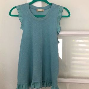 Altar’d state flutter sleeve  knit blouse with ruffle hem and sleeves. Women SM